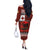 Tonga ANZAC Day Off The Shoulder Long Sleeve Dress Gallipoli Lest We Forget Ngatu Art Tribal