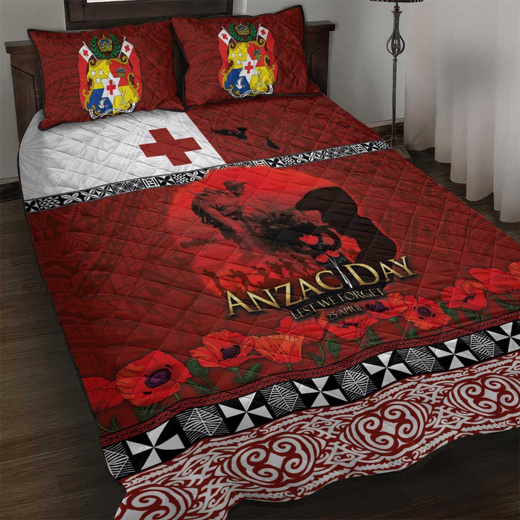 Tonga ANZAC Day Quilt Bed Set Gallipoli Lest We Forget Ngatu Art Tribal