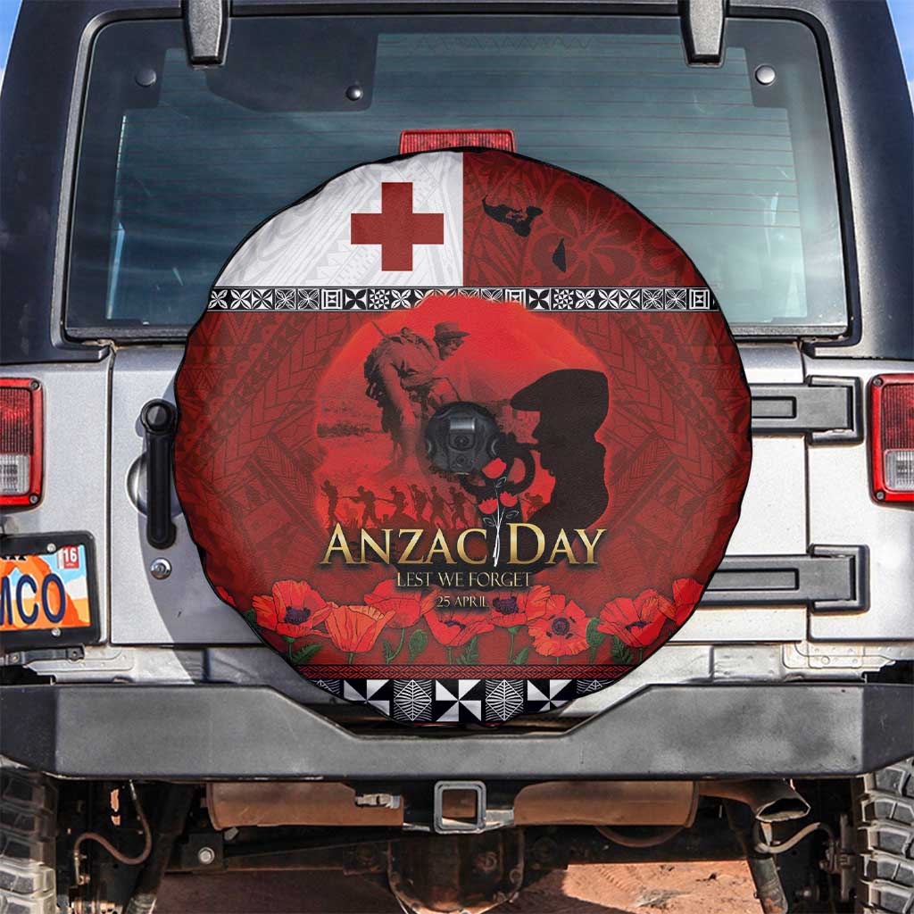 Tonga ANZAC Day Spare Tire Cover Gallipoli Lest We Forget Ngatu Art Tribal