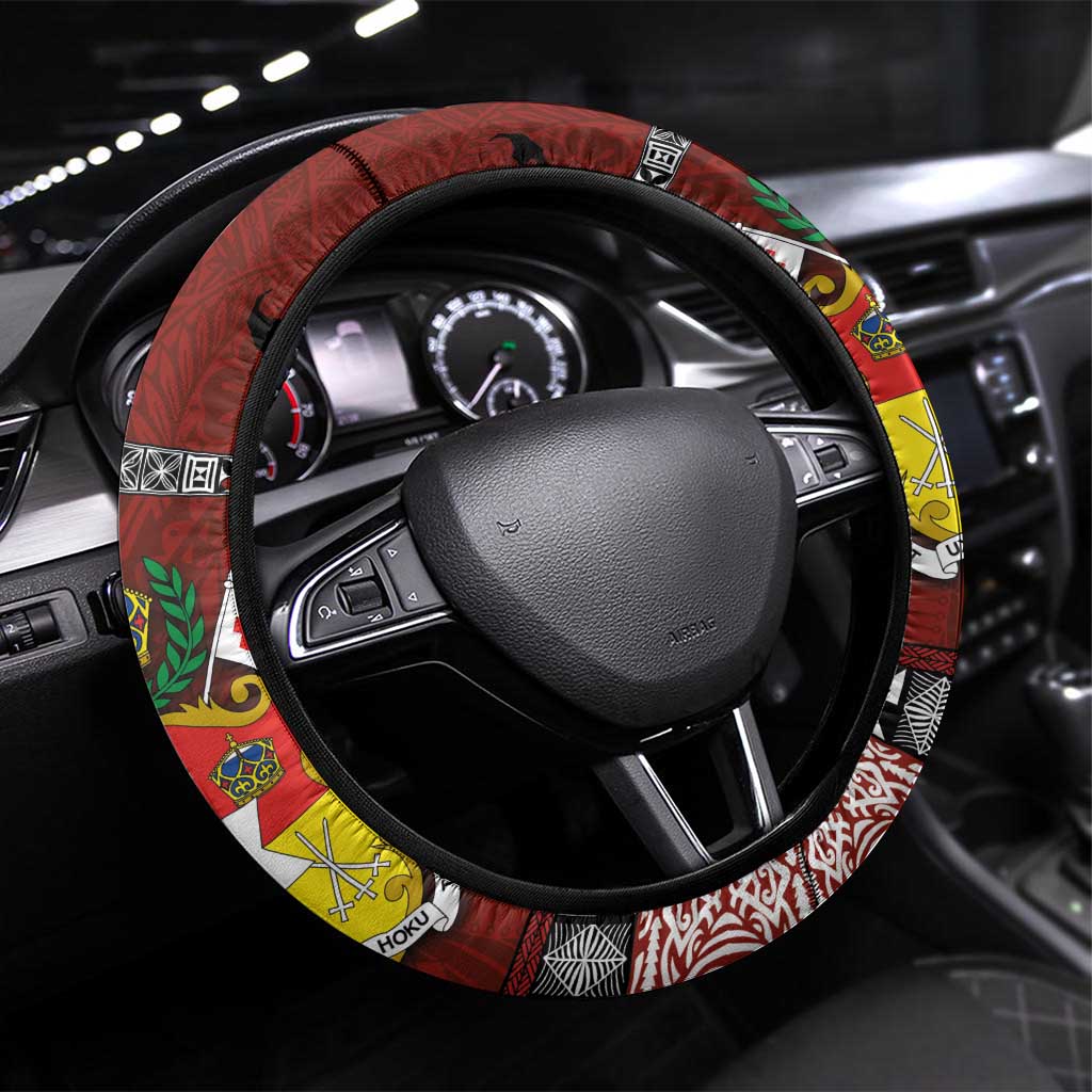 Tonga ANZAC Day Steering Wheel Cover Gallipoli Lest We Forget Ngatu Art Tribal