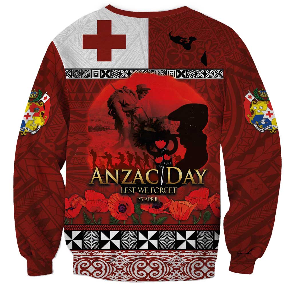 Tonga ANZAC Day Sweatshirt Gallipoli Lest We Forget Ngatu Art Tribal LT03 - Polynesian Pride