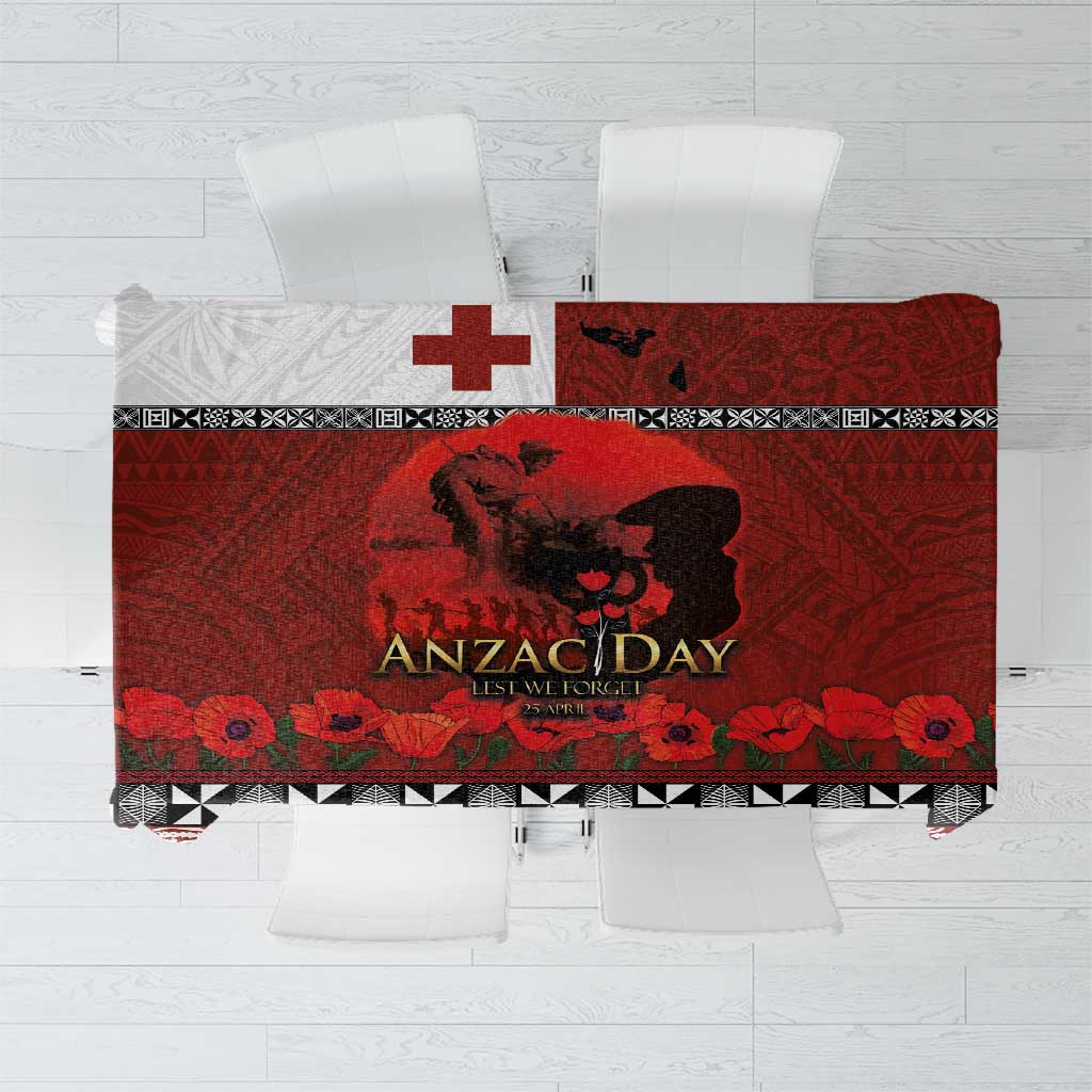Tonga ANZAC Day Tablecloth Gallipoli Lest We Forget Ngatu Art Tribal LT03 Red - Polynesian Pride
