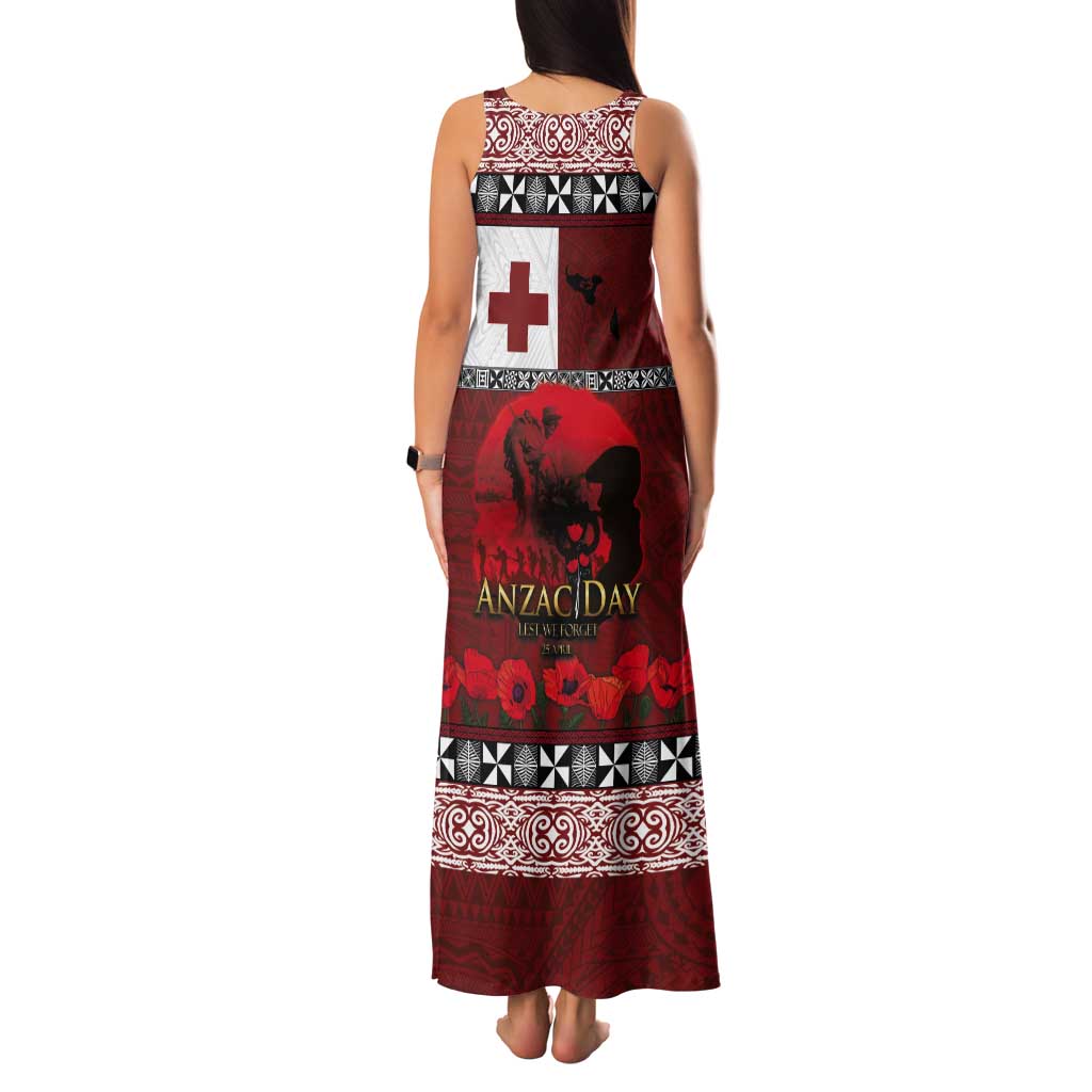 Tonga ANZAC Day Tank Maxi Dress Gallipoli Lest We Forget Ngatu Art Tribal LT03 - Polynesian Pride