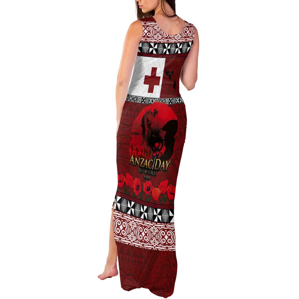Tonga ANZAC Day Tank Maxi Dress Gallipoli Lest We Forget Ngatu Art Tribal LT03 - Polynesian Pride