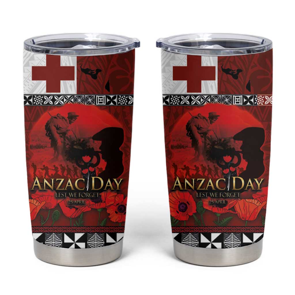 Tonga ANZAC Day Tumbler Cup Gallipoli Lest We Forget-Ngatu Art Tribal LT03 Red - Polynesian Pride