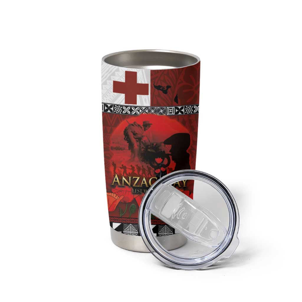 Tonga ANZAC Day Tumbler Cup Gallipoli Lest We Forget-Ngatu Art Tribal LT03 - Polynesian Pride