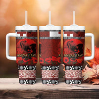 Tonga ANZAC Day Tumbler With Handle Gallipoli Lest We Forget-Ngatu Art Tribal LT03 - Polynesian Pride
