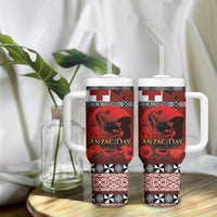 Tonga ANZAC Day Tumbler With Handle Gallipoli Lest We Forget-Ngatu Art Tribal LT03 - Polynesian Pride