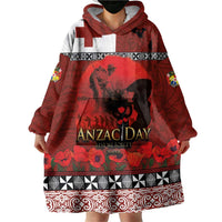 Tonga ANZAC Day Wearable Blanket Hoodie Gallipoli Lest We Forget Ngatu Art Tribal