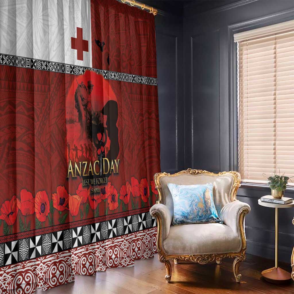 Tonga ANZAC Day Window Curtain Gallipoli Lest We Forget Ngatu Art Tribal LT03 - Polynesian Pride