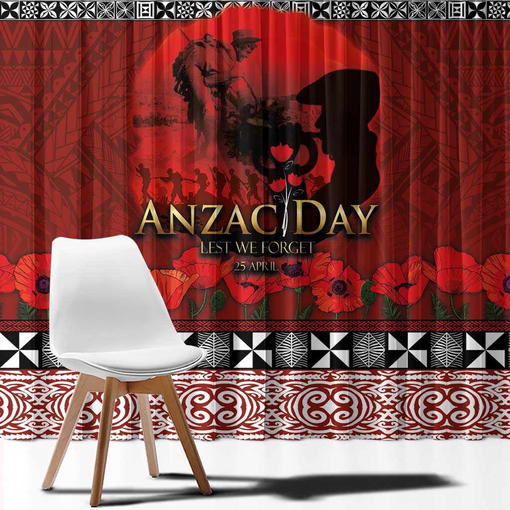 Tonga ANZAC Day Window Curtain Gallipoli Lest We Forget Ngatu Art Tribal LT03 - Polynesian Pride