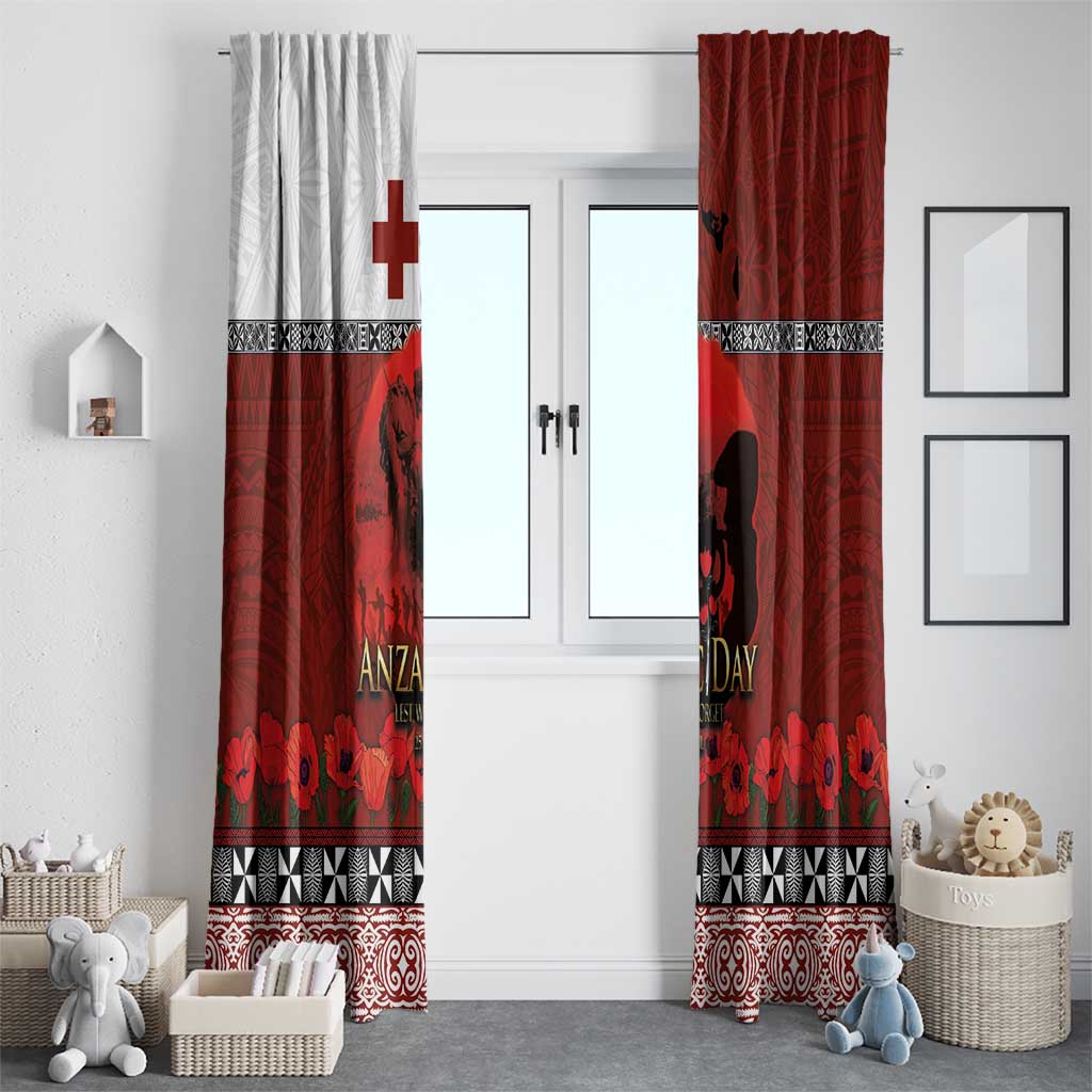 Tonga ANZAC Day Window Curtain Gallipoli Lest We Forget Ngatu Art Tribal LT03 - Polynesian Pride