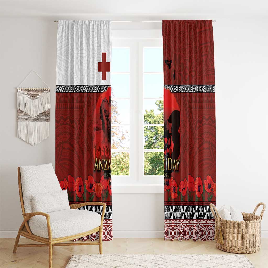 Tonga ANZAC Day Window Curtain Gallipoli Lest We Forget Ngatu Art Tribal LT03 - Polynesian Pride