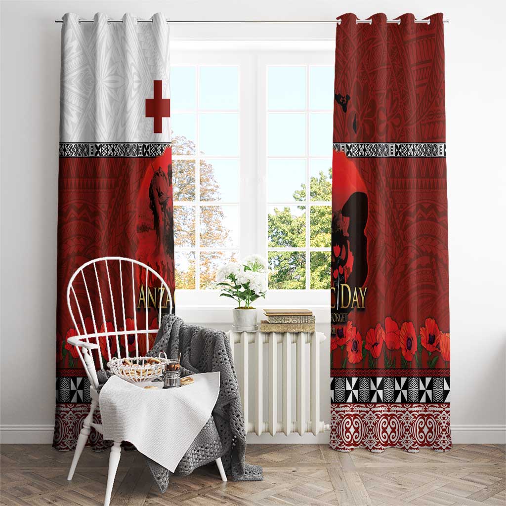 Tonga ANZAC Day Window Curtain Gallipoli Lest We Forget Ngatu Art Tribal LT03 - Polynesian Pride