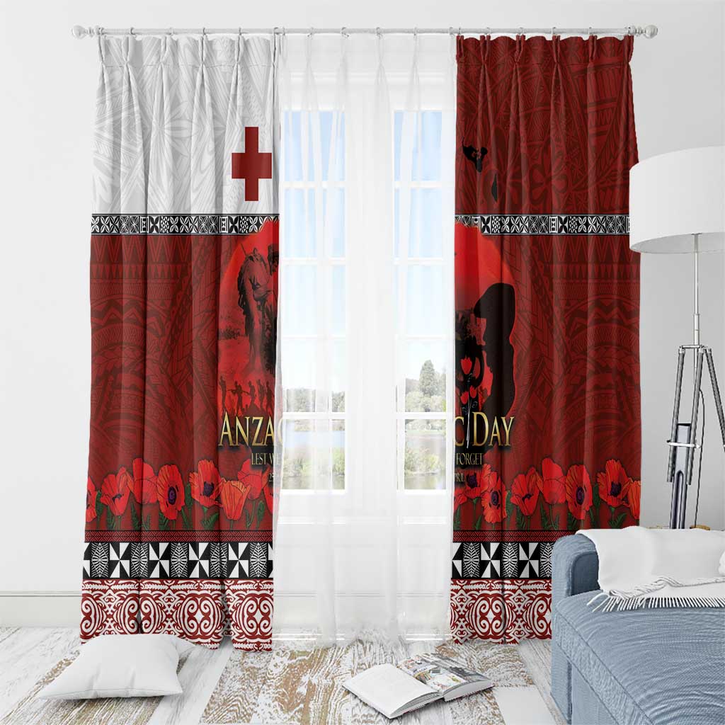 Tonga ANZAC Day Window Curtain Gallipoli Lest We Forget Ngatu Art Tribal LT03 - Polynesian Pride