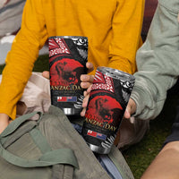 Tonga and New Zealand ANZAC Day Tumbler Cup Gallipoli Lest We Forget-Ngatu Art Tribal and Maori Tattoo with Fern