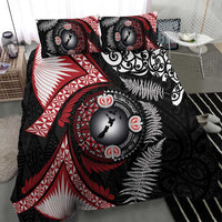 Tonga and New Zealand Together Bedding Set Ngatu Art Tribal Maori Tattoo and Silver Fern