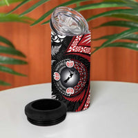 Tonga and New Zealand Together 4 in 1 Can Cooler Tumbler Ngatu Art Tribal-Maori Tattoo and Silver Fern