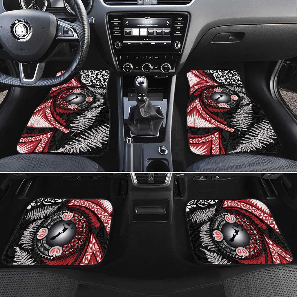 Tonga and New Zealand Together Car Mats Ngatu Art Tribal Maori Tattoo and Silver Fern