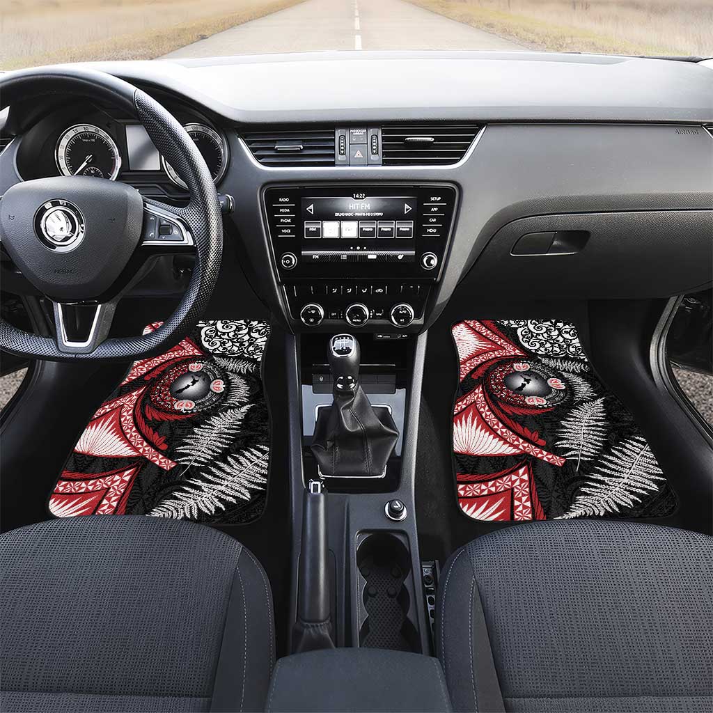 Tonga and New Zealand Together Car Mats Ngatu Art Tribal Maori Tattoo and Silver Fern