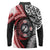Tonga and New Zealand Together Long Sleeve Polo Shirt Ngatu Art Tribal Maori Tattoo and Silver Fern