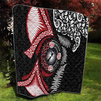 Tonga and New Zealand Together Quilt Ngatu Art Tribal Maori Tattoo and Silver Fern