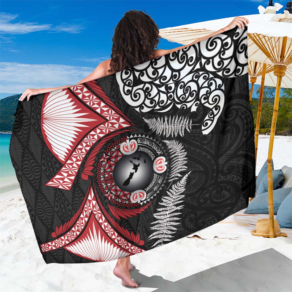 Tonga and New Zealand Together Sarong Ngatu Art Tribal Maori Tattoo and Silver Fern