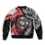 Tonga and New Zealand Together Sleeve Zip Bomber Jacket Ngatu Art Tribal Maori Tattoo and Silver Fern