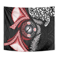Tonga and New Zealand Together Tapestry Ngatu Art Tribal Maori Tattoo and Silver Fern