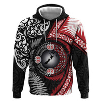 Tonga and New Zealand Together Zip Hoodie Ngatu Art Tribal Maori Tattoo and Silver Fern
