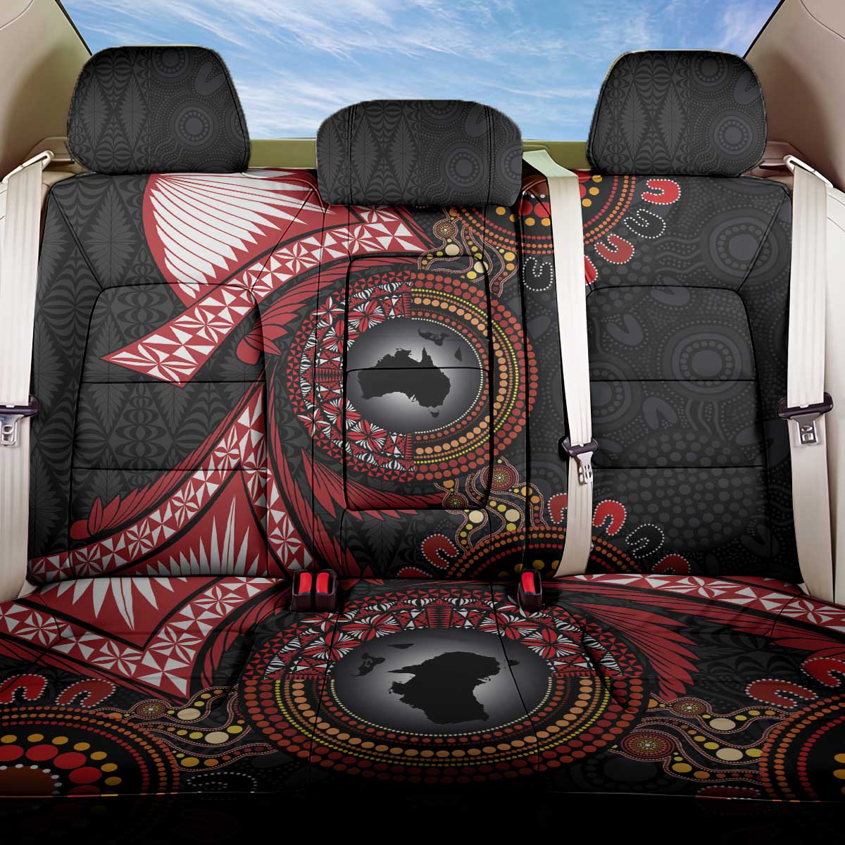 Tonga and Australia Together Back Car Seat Cover Ngatu Art Tribal Aboriginal Tattoo Pattern