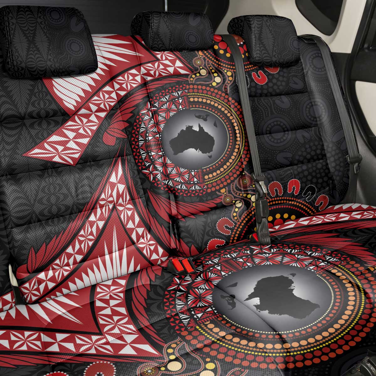 Tonga and Australia Together Back Car Seat Cover Ngatu Art Tribal Aboriginal Tattoo Pattern