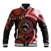 Tonga and Australia Together Baseball Jacket Ngatu Art Tribal Aboriginal Tattoo Pattern LT03 Unisex Black - Polynesian Pride