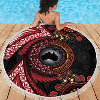 Tonga and Australia Together Beach Blanket Ngatu Art Tribal Aboriginal Tattoo Pattern LT03 - Polynesian Pride