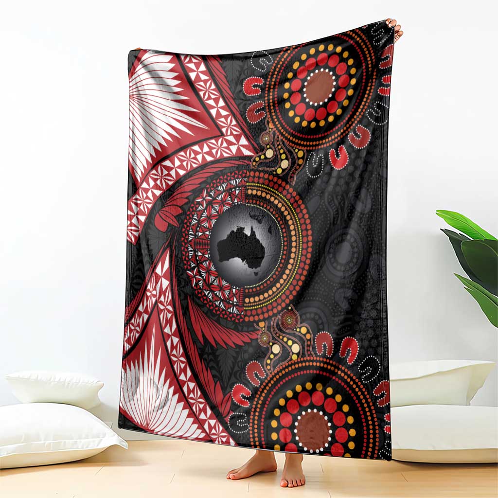 Tonga and Australia Together Blanket Ngatu Art Tribal Aboriginal Tattoo Pattern LT03 - Polynesian Pride
