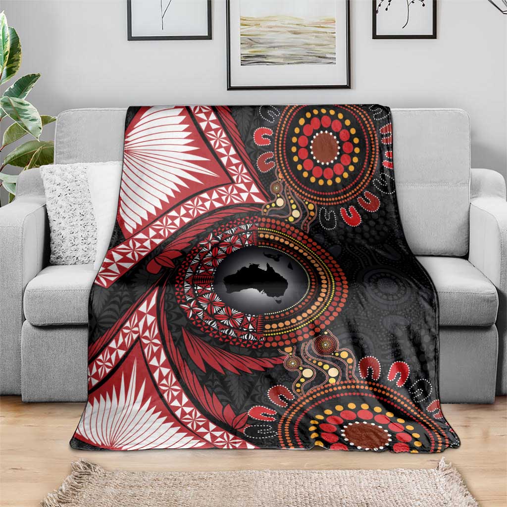 Tonga and Australia Together Blanket Ngatu Art Tribal Aboriginal Tattoo Pattern LT03 - Polynesian Pride