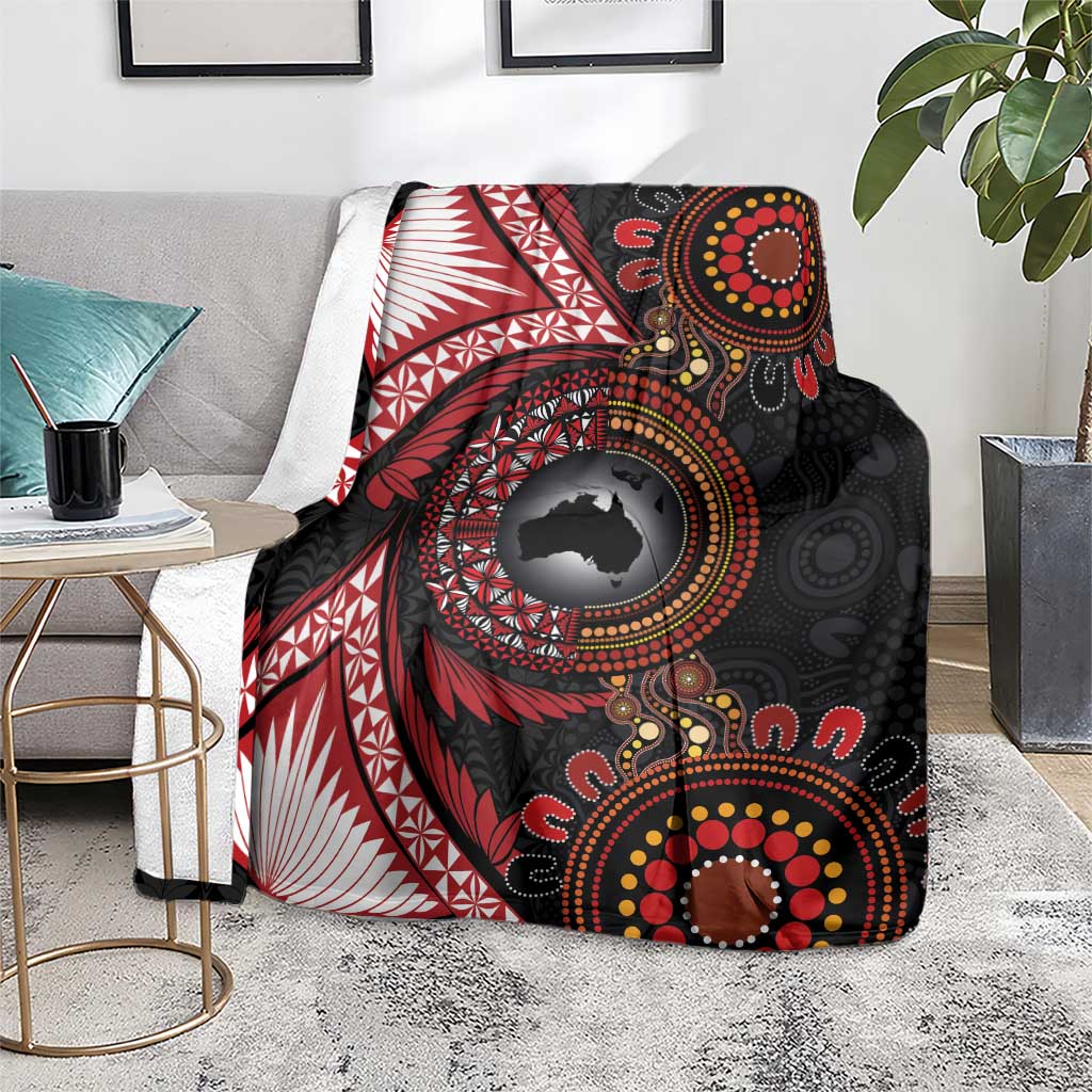 Tonga and Australia Together Blanket Ngatu Art Tribal Aboriginal Tattoo Pattern LT03 - Polynesian Pride