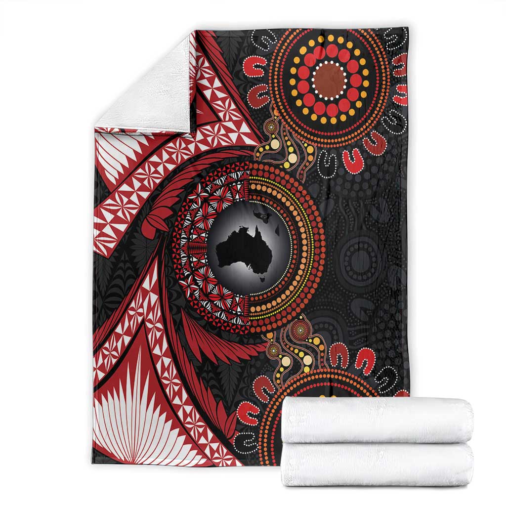 Tonga and Australia Together Blanket Ngatu Art Tribal Aboriginal Tattoo Pattern LT03 - Polynesian Pride