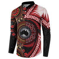 Tonga and Australia Together Button Sweatshirt Ngatu Art Tribal Aboriginal Tattoo Pattern LT03 - Polynesian Pride