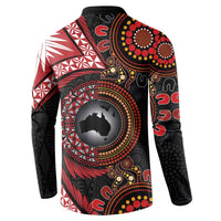 Tonga and Australia Together Button Sweatshirt Ngatu Art Tribal Aboriginal Tattoo Pattern LT03 - Polynesian Pride