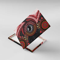 Tonga and Australia Together Canvas Wall Art Ngatu Art Tribal Aboriginal Tattoo Pattern LT03 With Frame Black - Polynesian Pride