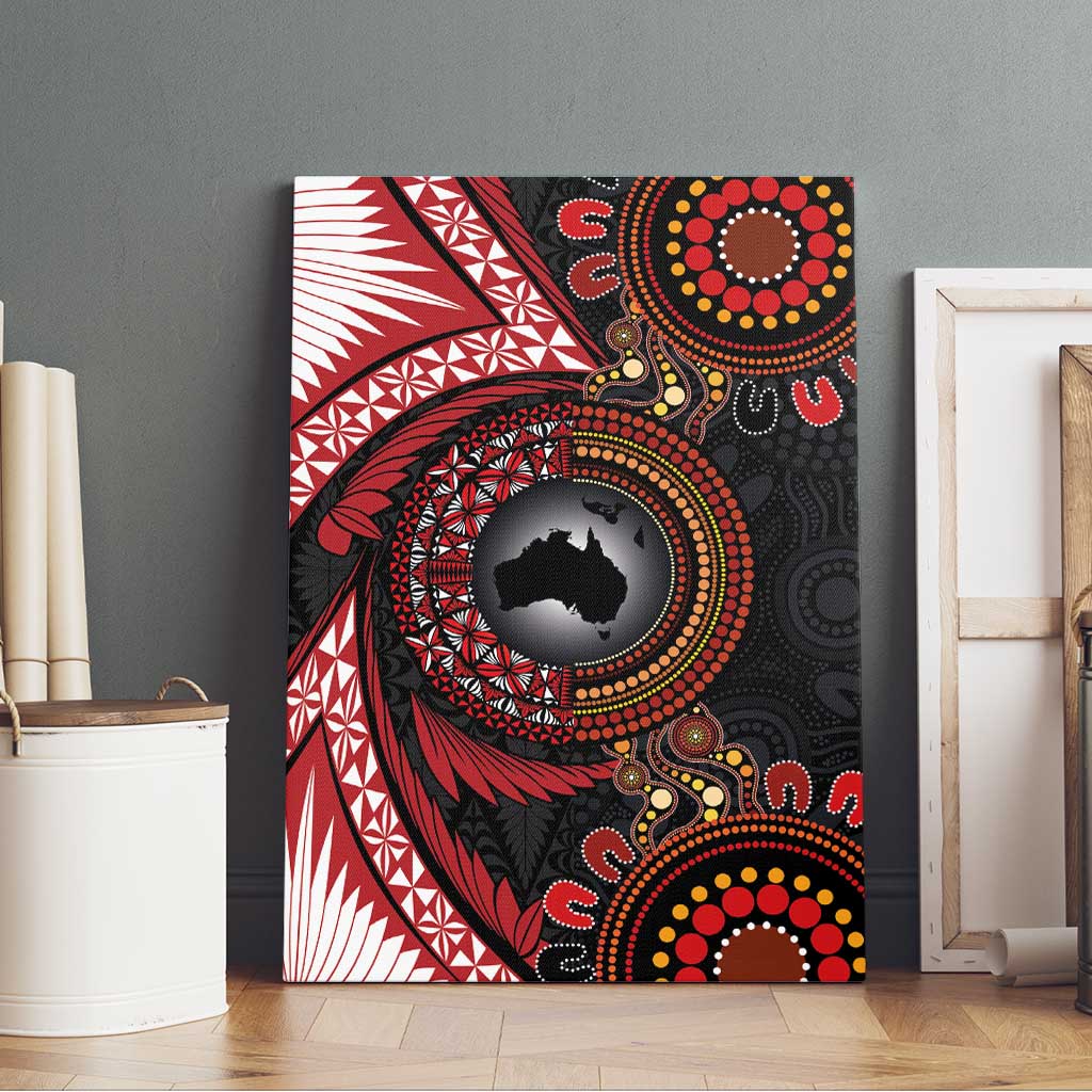 Tonga and Australia Together Canvas Wall Art Ngatu Art Tribal Aboriginal Tattoo Pattern LT03 - Polynesian Pride