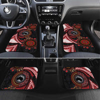 Tonga and Australia Together Car Mats Ngatu Art Tribal Aboriginal Tattoo Pattern LT03 Set 4pcs Black - Polynesian Pride
