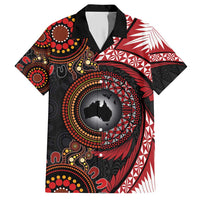 Tonga and Australia Together Hawaiian Shirt Ngatu Art Tribal Aboriginal Tattoo Pattern LT03 Black - Polynesian Pride