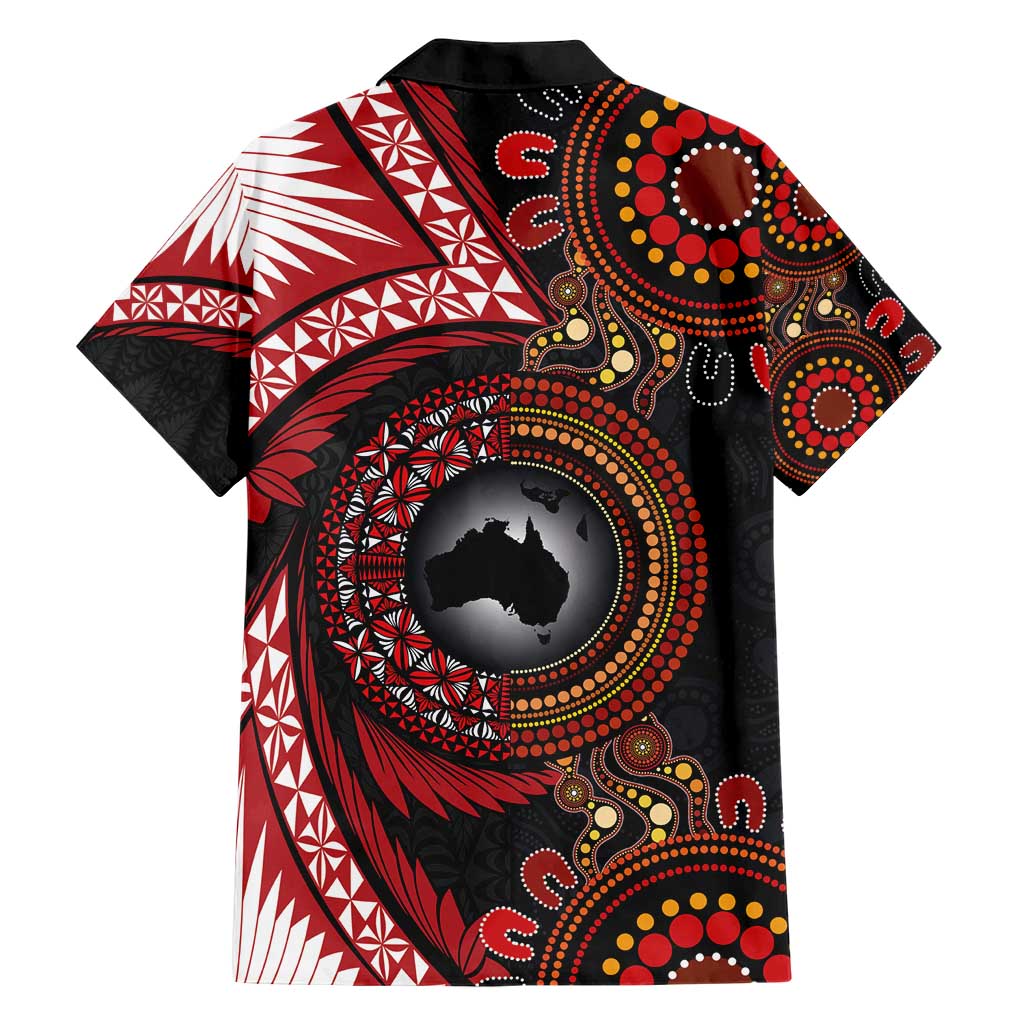 Tonga and Australia Together Hawaiian Shirt Ngatu Art Tribal Aboriginal Tattoo Pattern LT03 - Polynesian Pride