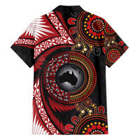 Tonga and Australia Together Hawaiian Shirt Ngatu Art Tribal Aboriginal Tattoo Pattern LT03 - Polynesian Pride