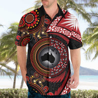 Tonga and Australia Together Hawaiian Shirt Ngatu Art Tribal Aboriginal Tattoo Pattern LT03 - Polynesian Pride