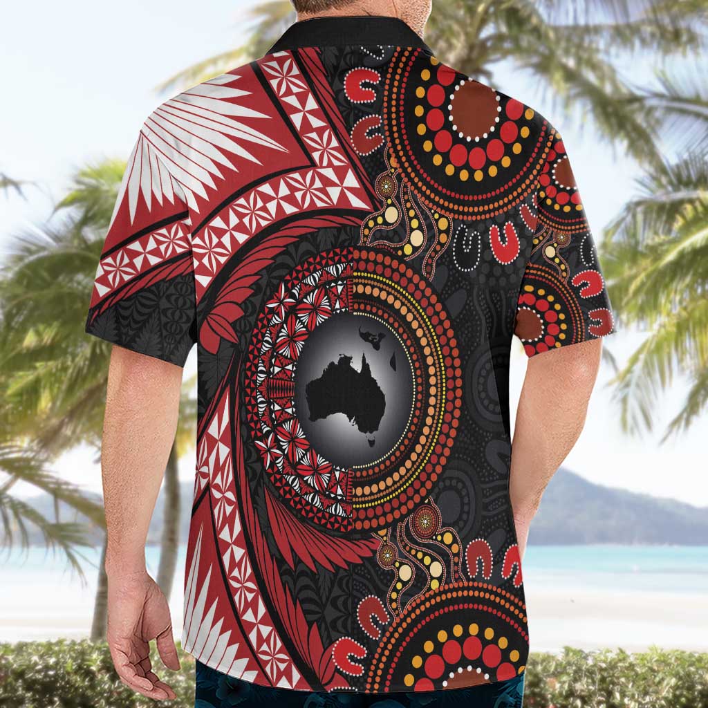 Tonga and Australia Together Hawaiian Shirt Ngatu Art Tribal Aboriginal Tattoo Pattern LT03 - Polynesian Pride