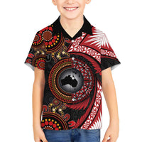 Tonga and Australia Together Hawaiian Shirt Ngatu Art Tribal Aboriginal Tattoo Pattern LT03 - Polynesian Pride