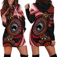Tonga and Australia Together Hoodie Dress Ngatu Art Tribal Aboriginal Tattoo Pattern LT03 - Polynesian Pride